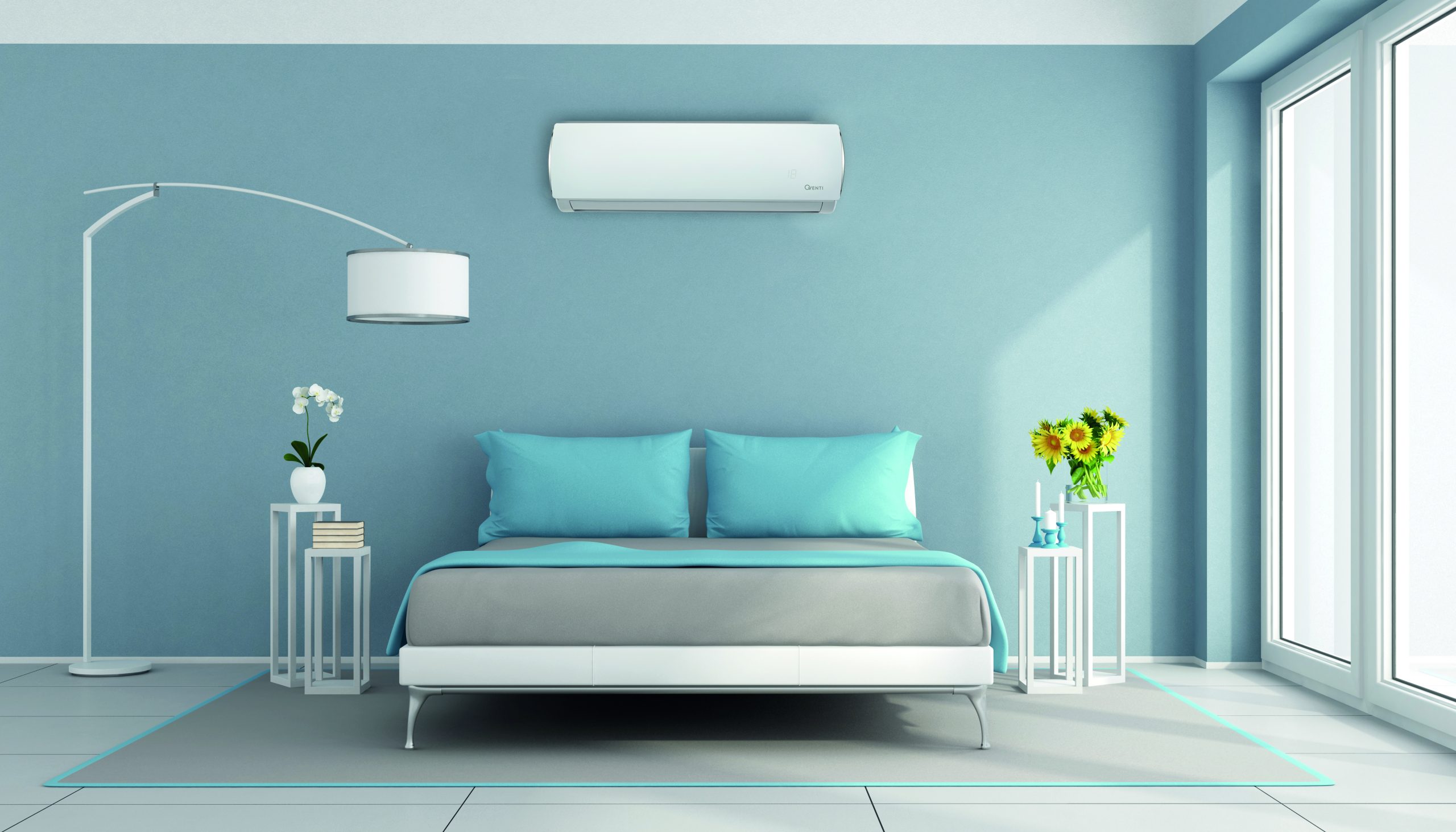 Qventi airconditioner sfeerbeeld in slaapkamer