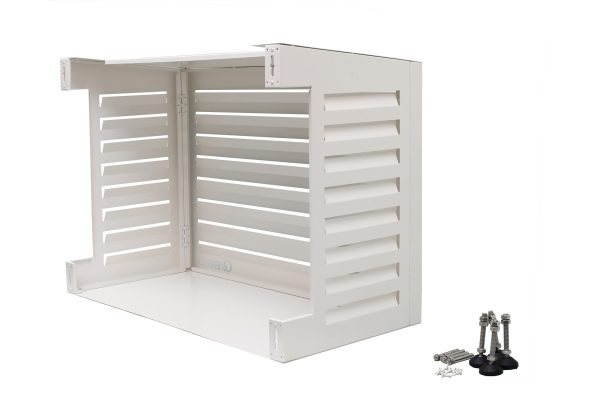 Qventi aluminium omkasting wit voor buitenunit van de airconditioner of warmtepomp bodemplaat voor wand en gevel ophanging