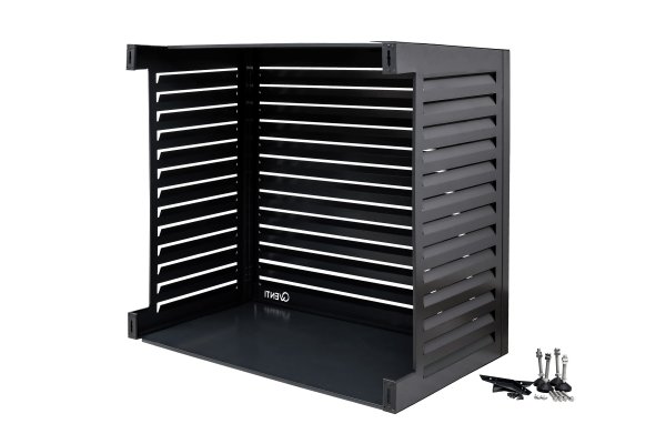Qventi aluminium cover voor buitenunit van de airconditioner of warmtepomp antraciet large met bodempanel