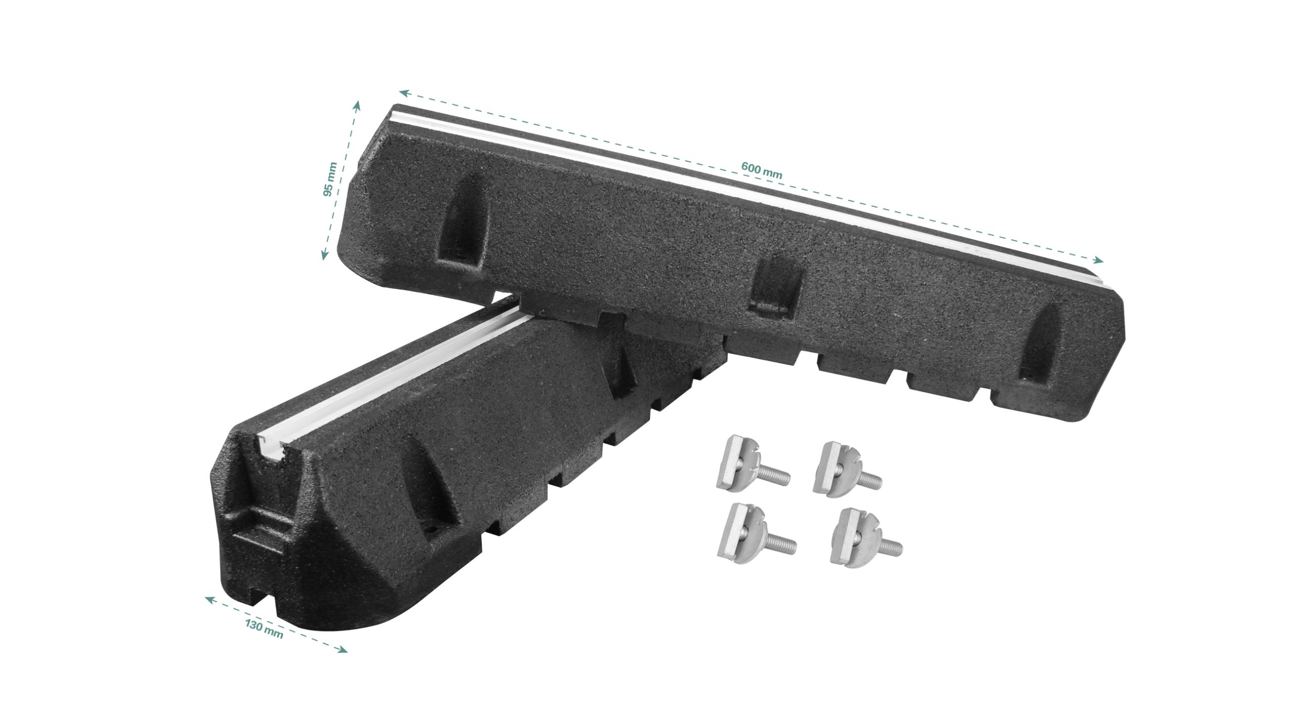 Massieve rubberen opstelbalk voor buitenunit Heavy Duty 60cm (set van 2 stuks)